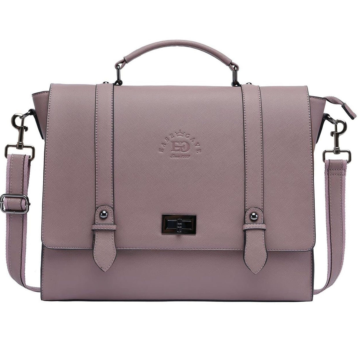 Women's 15.6 Inch Laptop Briefcase, Vintage Purple Saffiano Eco-Leather, 4 Large Compartments