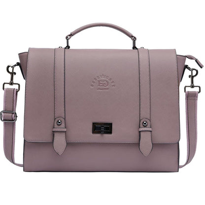Women's 15.6 Inch Laptop Briefcase, Vintage Purple Saffiano Eco-Leather, 4 Large Compartments