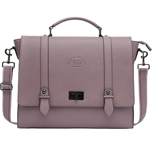 Women's 15.6 Inch Laptop Briefcase, Vintage Purple Saffiano Eco-Leather, 4 Large Compartments