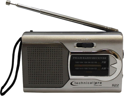 Technical Pro AM FM Radio Portable Speaker, Battery-Powered Handheld Radio
