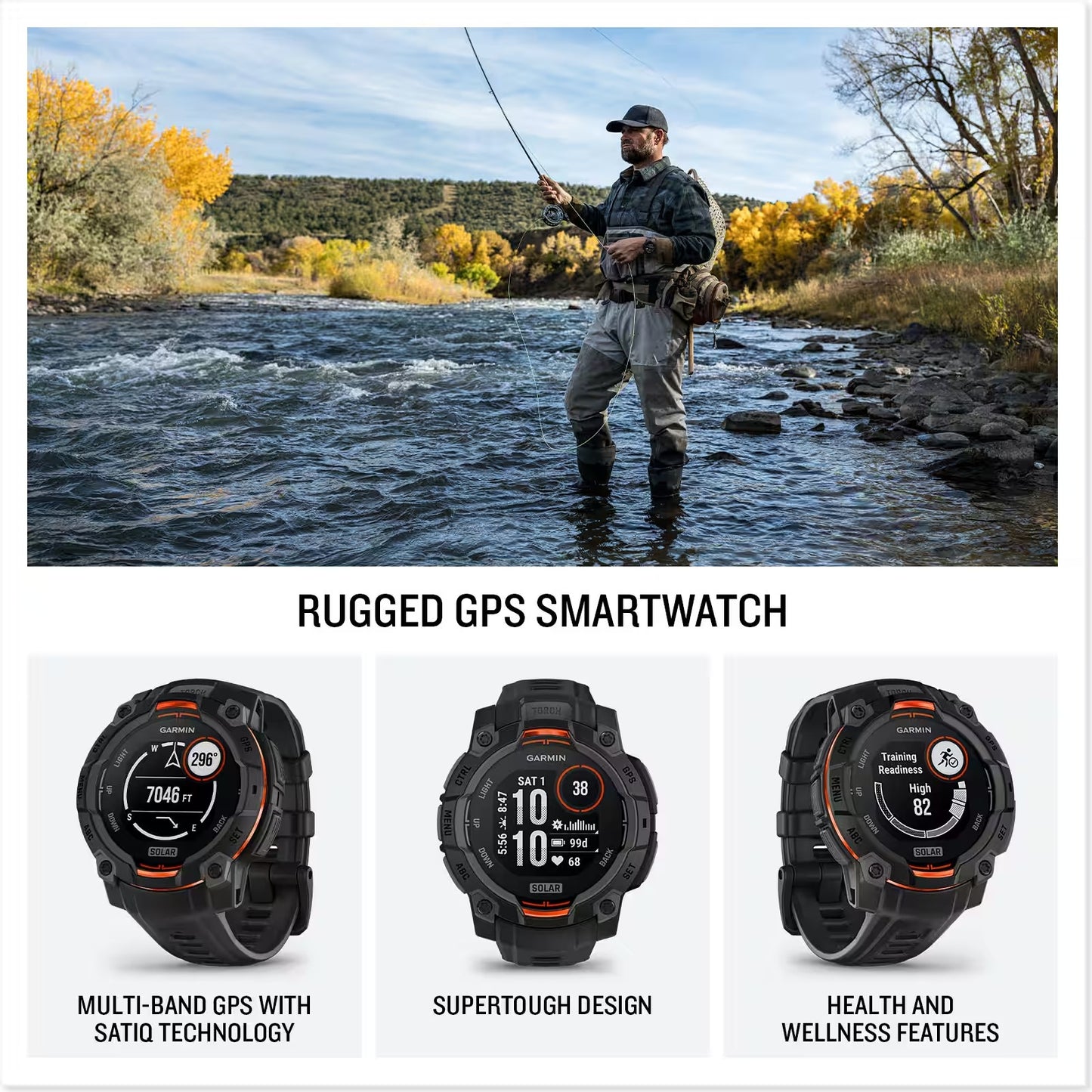 Garmin - Instinct 3 Solar GPS Smartwatch 45 mm Fiber-reinforced Polymer - Black with Black Band 010-02934-00
