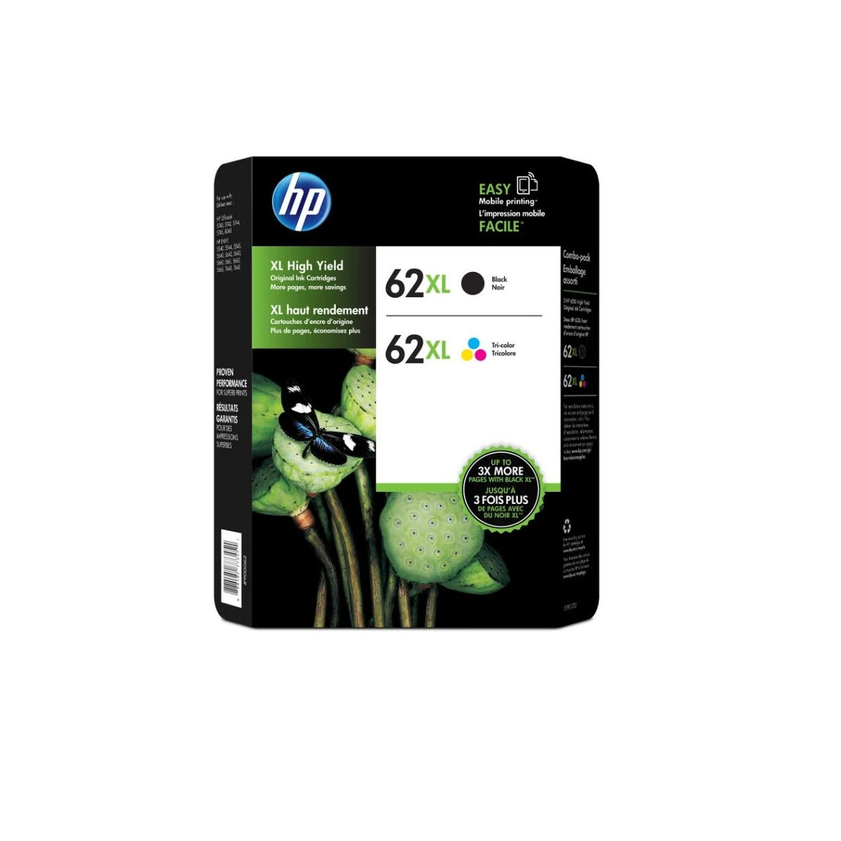 HP 62XL High Yield Ink Cartridge, Black & Tri-Color F6U02BN