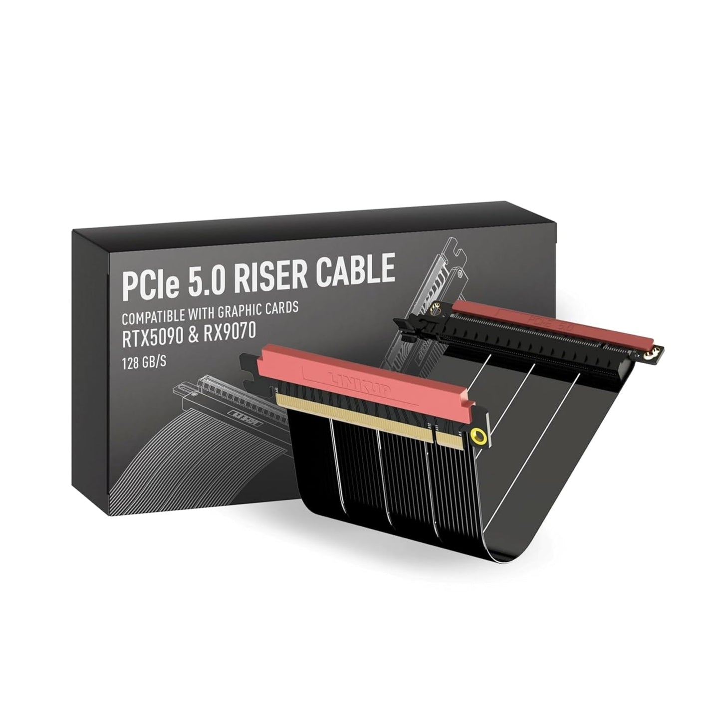 LINKUP PCIe 5.0 Riser Cable Vertical GPU Mount Double Reverse, 14cm AG-P5-3SR-010B