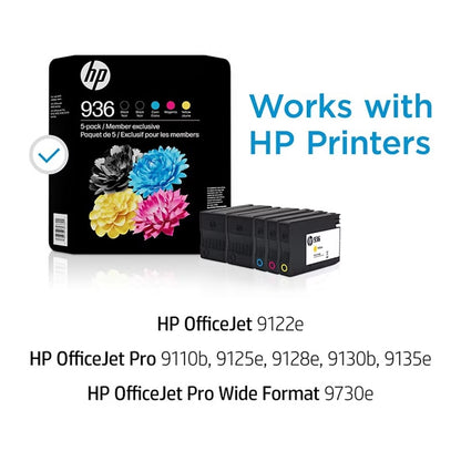 HP 936 Club 5 Pack, Black(2)/Yellow/Magenta/Cyan, 6C3Z7BN
