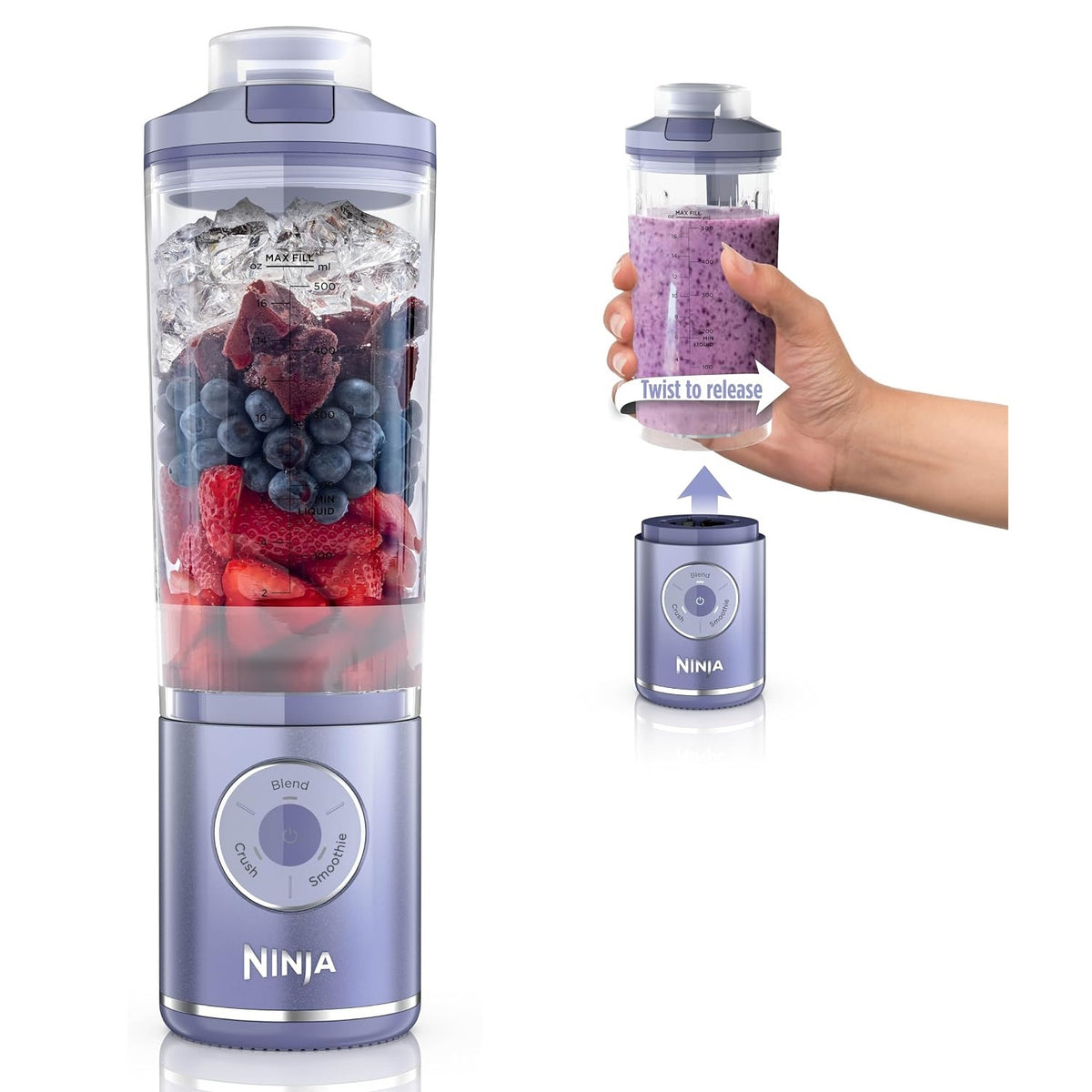 Ninja - Blast Max Portable Blender with 22oz Twist & Go Vessel - Lavender BC251LD