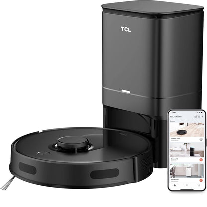 TCL Sweeva 6500 Smart Robot Vacuum with Auto-Empty Dustbin Tower, Empties Itself up to 30 Days RV6514B