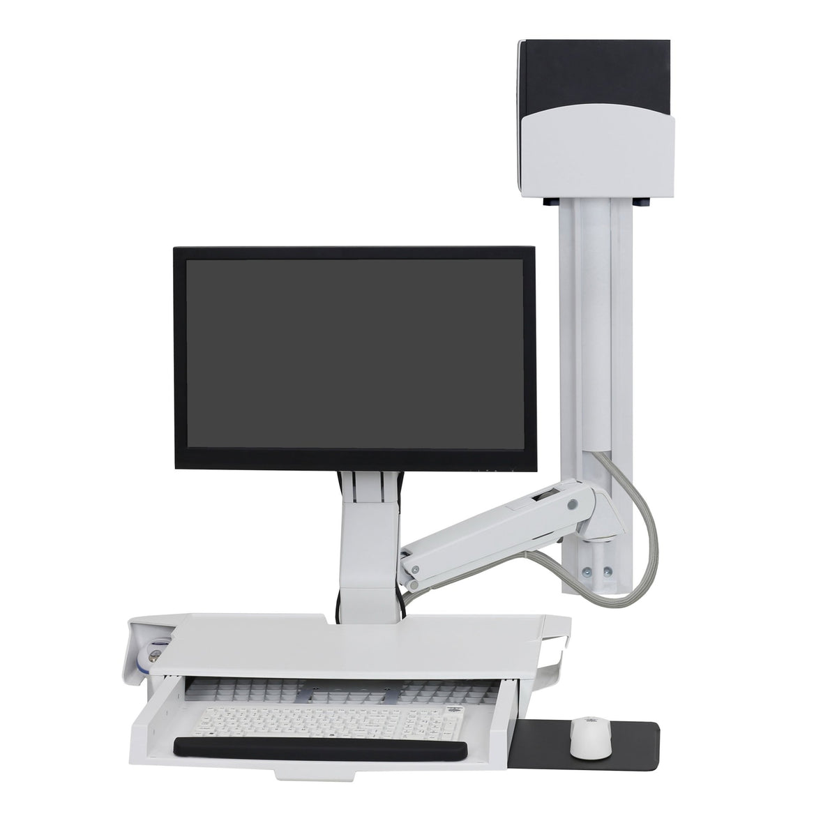 Ergotron StyleView Combo System with Worksurface, Small CPU Holder White 45-272-216