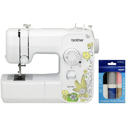Brother SM1704 17-Stitch Free Arm Sewing Machine and 6-Piece Premium Sewing Thread Pack