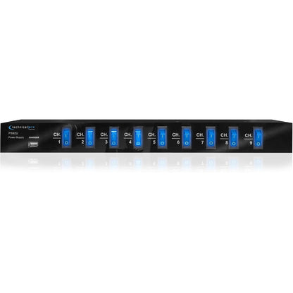 Technical Pro Power Supply Strip, 9 Power Outlet with Switches | 5V USB Charging Port, 1800 Watts, 4 Ft TPS9TU