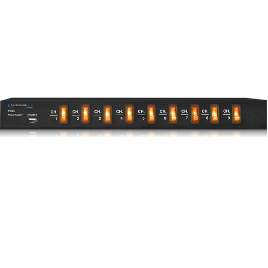 Technical Pro PS9Y Electric Power Supply w/ 9 Power switches, 1800 Watt Max Load | 5V USB Charging Port, (4 Foot)