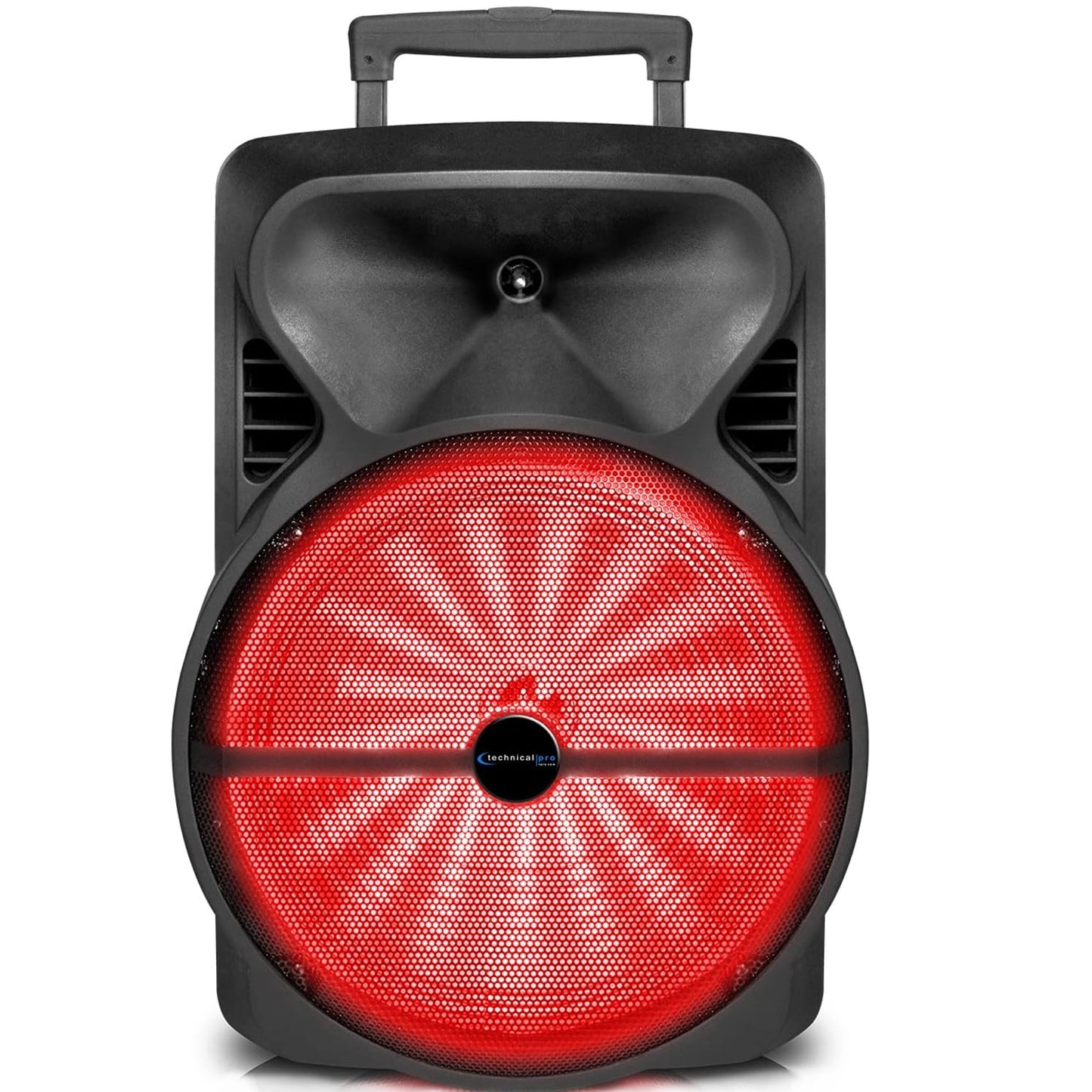 Technical Pro PB1402 12" Rechargeable Bluetooth LED Party Speaker, 2000W with USB, TF Card & Microphone Input