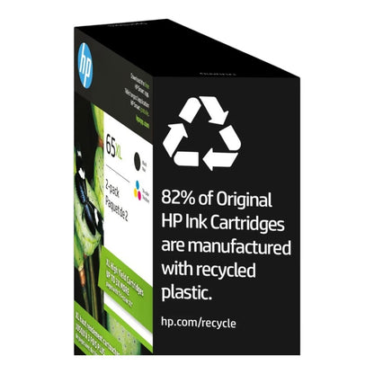 HP High Yield 65XL Black Color Ink Cartridge 2-Pack T0A37BN