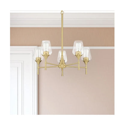 Sunset Stella 5-Light Champagne Gold Chandelier 100W w/ Glass Shades F27035-18