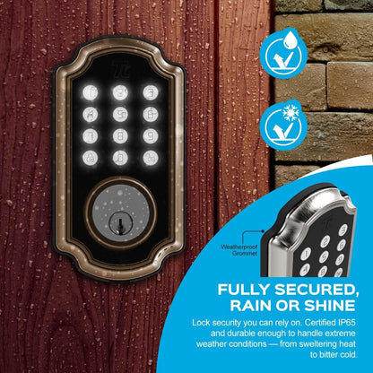 TurboLock Bronze Smart Lock Lighted Keypad Single Cylinder Electronic Knob