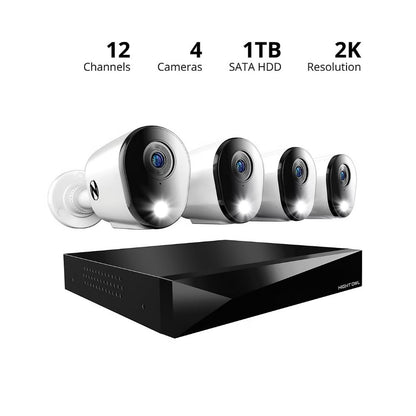 Night Owl 2-Way Audio 12 Channel 4 Camera 2K DVR Security System with 1TB Hard Drive CL-FT4D1-84L