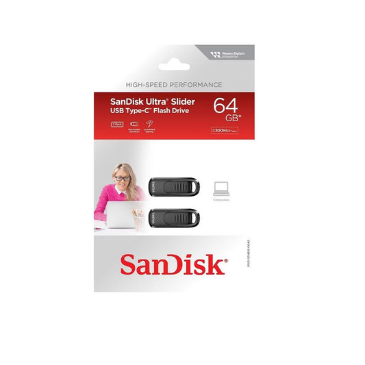SanDisk Ultra Slider 64GB USB Type-C Drive 2- Pack SDCZ480-064G-ABJ2