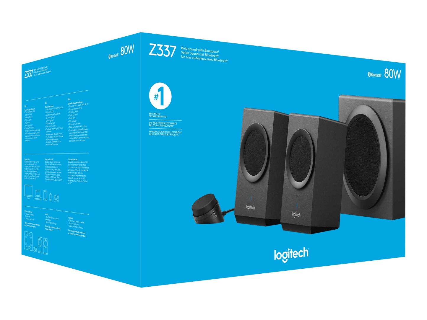 Logitech Z337 Bold Sound Bluetooth Wireless 2.1 Speaker System for Computers, Smartphones and Tablets