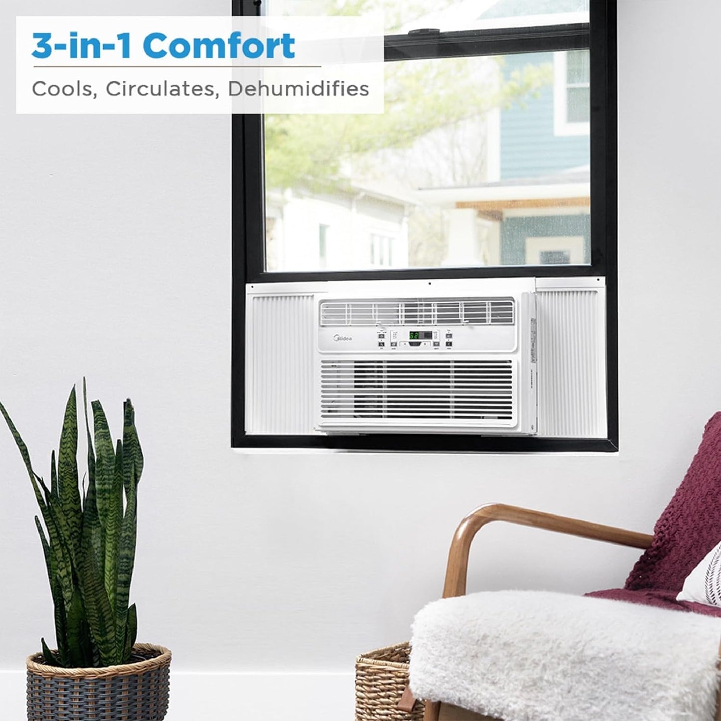 Midea 10,000 BTU 12 CEER 115V 450 Sq.Ft. EasyCool Window Air Conditioner MAW10R1BWT