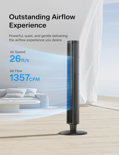 PELONIS 42-Inch  6 Speeds, 4 Modes Tower Fan for Bedroom – 26ft/s, 90° Oscillating Tower Fan with Remote Control PFZ42R0APK