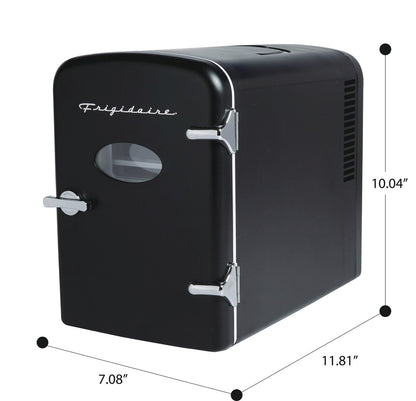 Frigidaire 9-Can/6L Retro Mini Fridge Cooler Black EFMIS2175-BLACK, Includes 110V home power cord & 12V DC car adapter