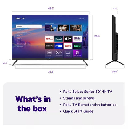 Roku 50" Select Series 4K HDR Smart Roku TV with Roku TV Remote 50R4C4
