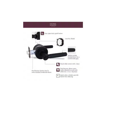 Woodcliff Matte Black Keyed Entry Door Handle Featuring Dual Keyway LH4X9FSJYYC
