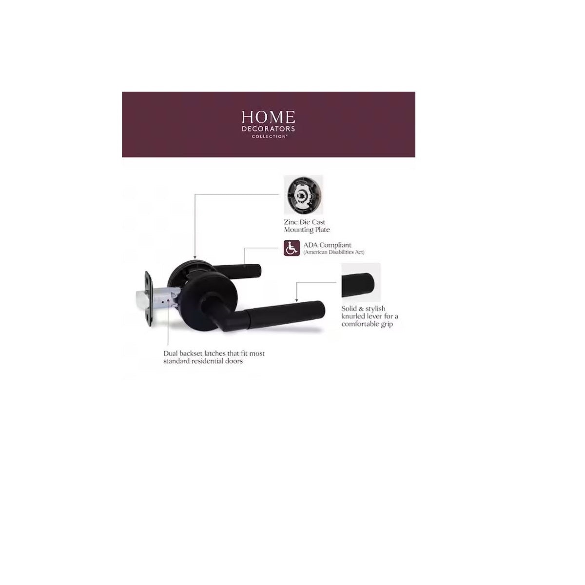 Woodcliff Matte Black Hall/Closet Passage Door Handle LH2X93SYXP
