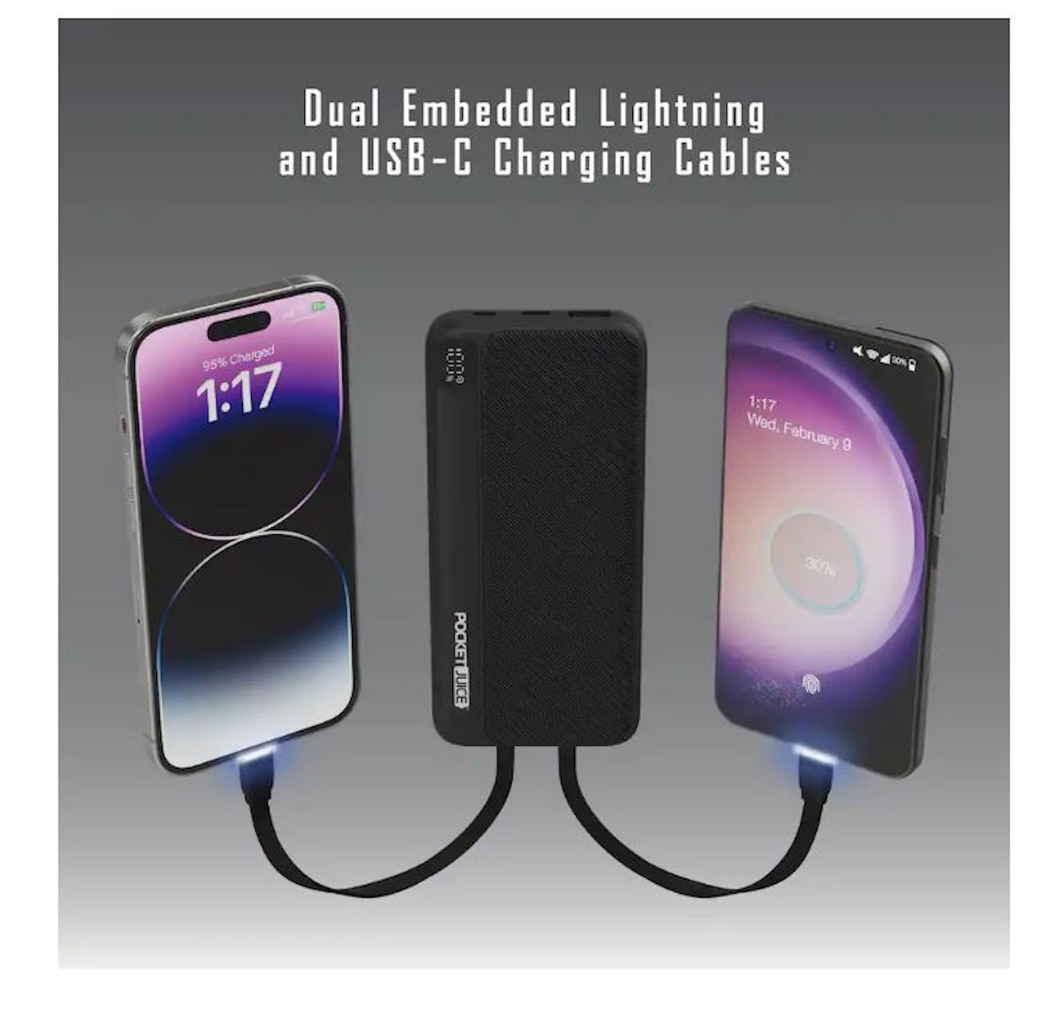 Pocket Juice - Endurance 10K Portable 10000 mah Power Bank and Charger with USB-C and Lightning Cables