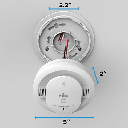 Kidde - Smart Smoke Detector, Ring App Enabled for Real-Time Notifications, Hardwired Alarm, AA Backup Battery - White