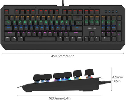 Philips USB Gaming Keyboard Mechanical Ambiglow Custom Backlit Keymaps SPK8413