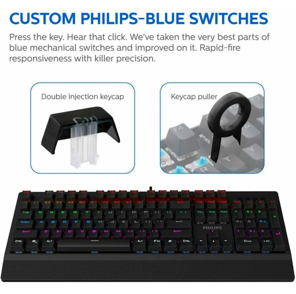 Philips SPK8403 Wired Mechanical Gaming Keyboard, FX & Key Light Maps Anti-Ghosting