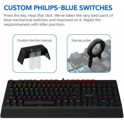 Philips SPK8403 Wired Mechanical Gaming Keyboard, FX & Key Light Maps Anti-Ghosting
