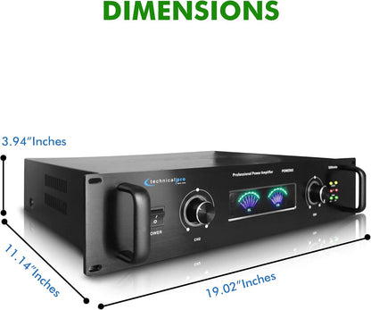 Technical Pro 6000 W Professional Portable PA System Stereo Power Amplifier | 2 Channel Digital Amplifier