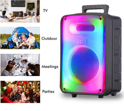 Technical Pro 600W Rechargeable 8" Bluetooth Speaker w/ LED, FM & USB