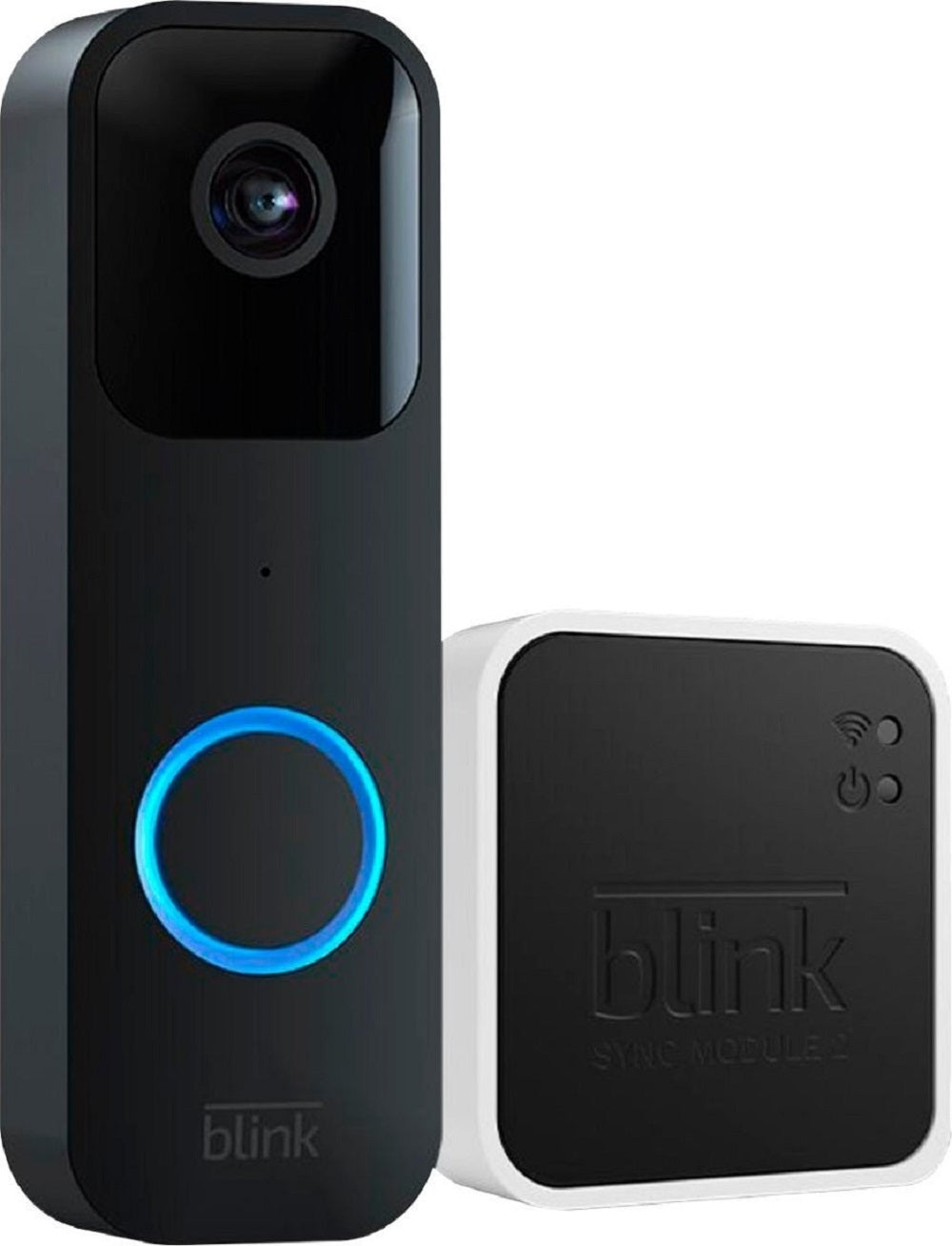 Blink Smart Wi-Fi Video Doorbell Wired/Battery Operated with Sync Module 2 - Black