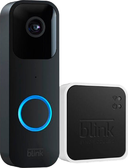 Blink Smart Wi-Fi Video Doorbell Wired/Battery Operated with Sync Module 2 - Black
