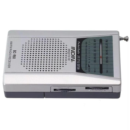 INDIN BC-R60 Portable AM/FM Radio, Manual Tune, Pocket Size, Built-In Speaker, 3.5mm Earphone Jack
