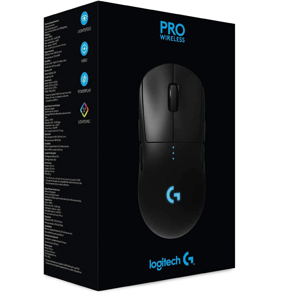 Logitech - PRO Lightweight Wireless Optical Ambidextrous Gaming Mouse with RGB Lighting - Wireless - Black
