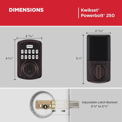 Kwikset Powerbolt 250 10-Button Keypad Venetian Bronze Transitional Electronic Deadbolt Door Lock 992500-009