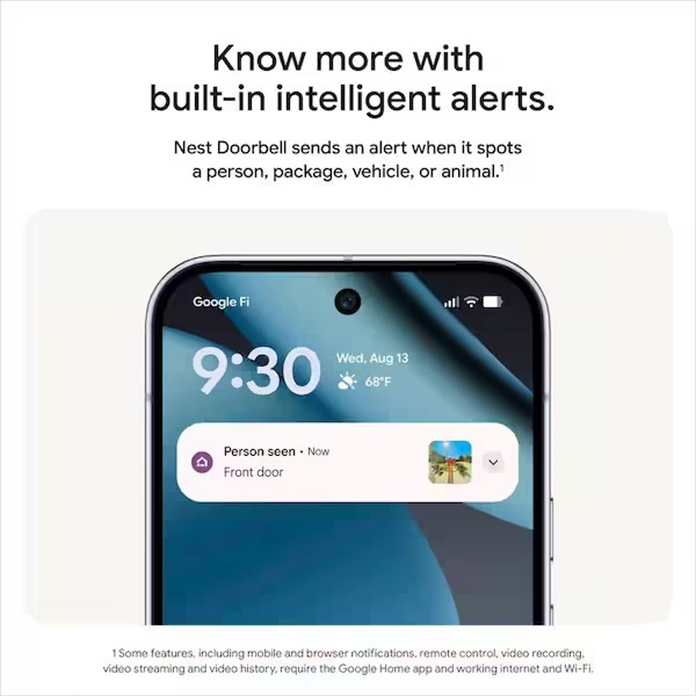 Google Nest Video Doorbell, Wired, 3rd Gen, Hazel GA09968-US