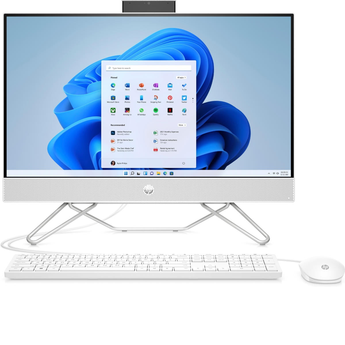 HP 24-cb0110 24" All-in-One Computer, Intel Celeron J4025, 4GB/ 256GB SSD, Win11 Home, Snow White, 577C4AA#ABA