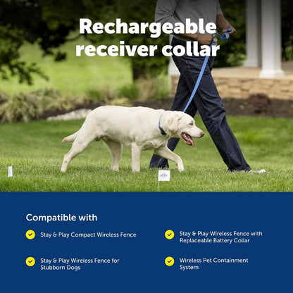PetSafe Stay and Play Adjustable Wireless Fence Rechargeable Receiver Collar - Black
