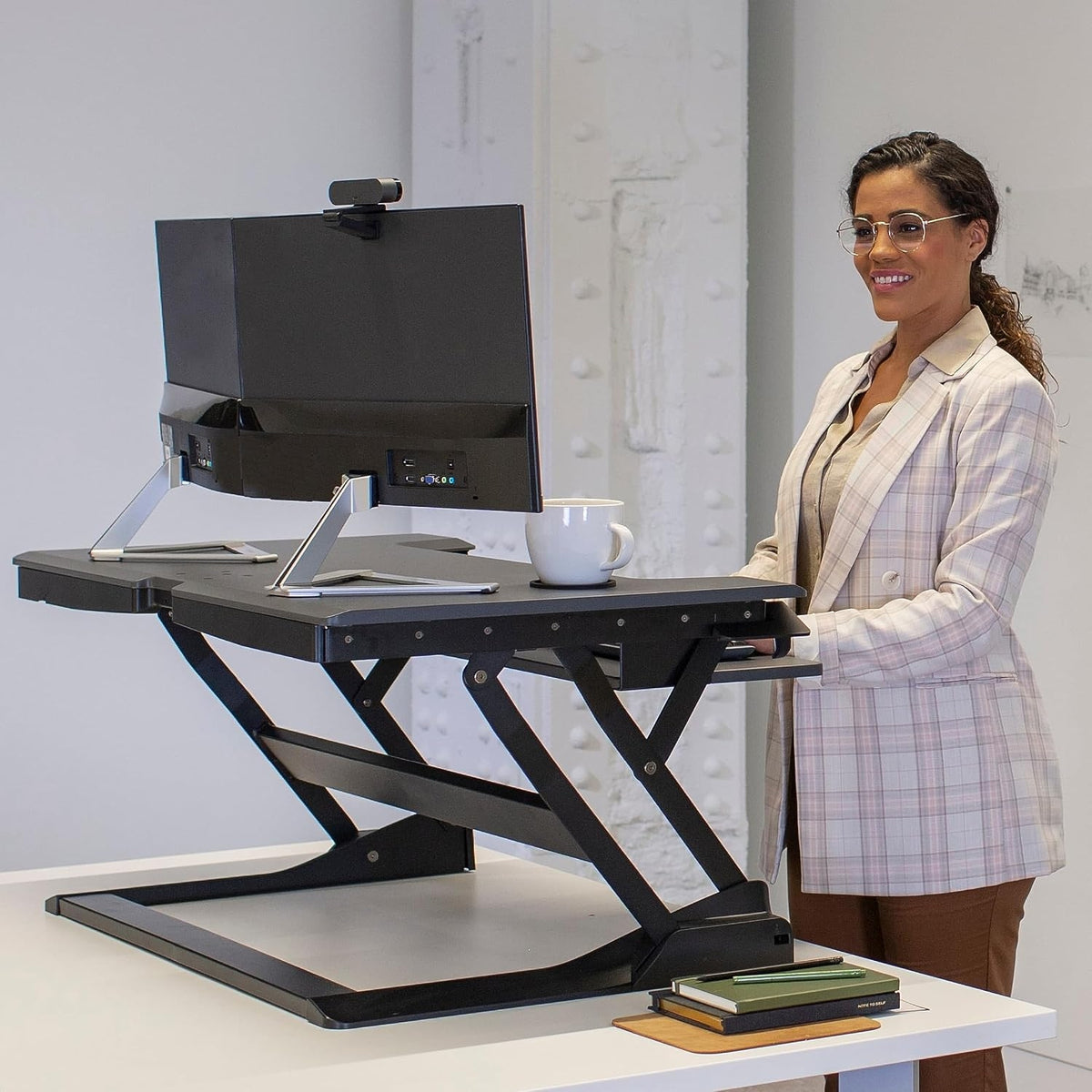 Ergotron WorkFit-TL 38"W Adjustable Standing Desk Converter, Black/Dark Gray 33-406-085