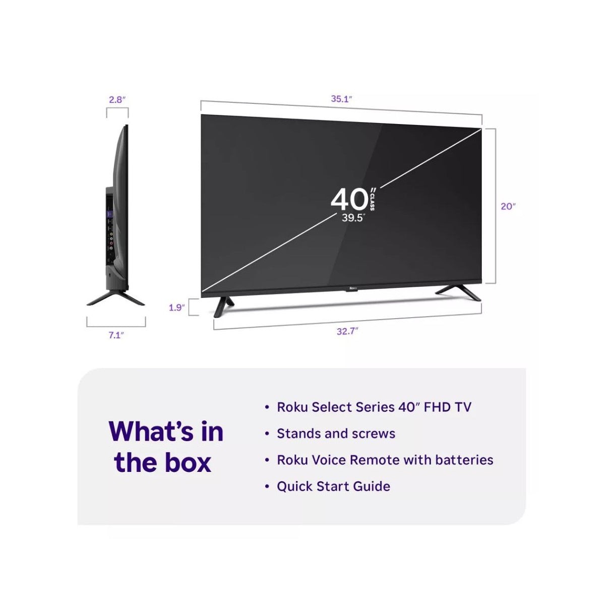 Hiro Roku TV 43" 1080p Full HD Smart TV Flat Screen LED Television with Roku TV and Dolby Audio H43C3D4
