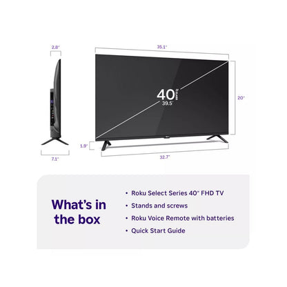 Hiro Roku TV 43" 1080p Full HD Smart TV Flat Screen LED Television with Roku TV and Dolby Audio H43C3D4