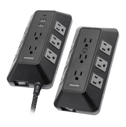 Philips 17-Outlet Surge Tap/Protector Combo Pack - Black/Gray SPP9853B/37-T1-DI1