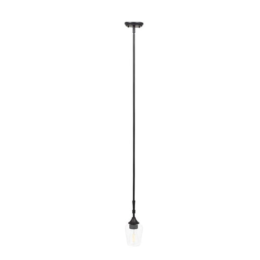 Luminance Mini Black Pendant Lighting for Kitchen Island | Hanging Ceiling Fixture Adjustable Length and Clear Glass Shade F27041-31