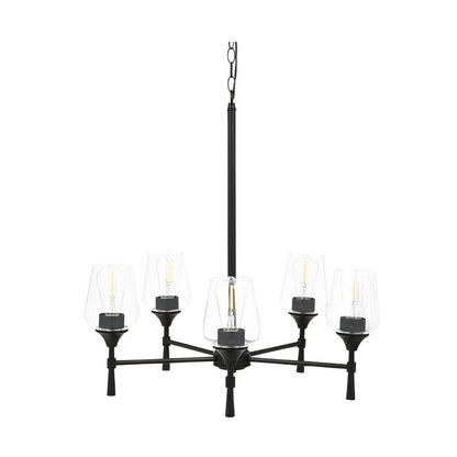 Sunset Stella 5-Light Black Chandelier 100W w/ Glass Shades F27035-31