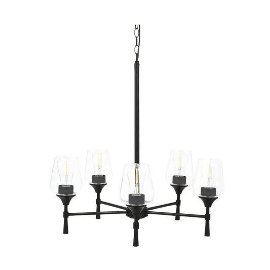Sunset Stella 5-Light Black Chandelier 100W w/ Glass Shades F27035-31