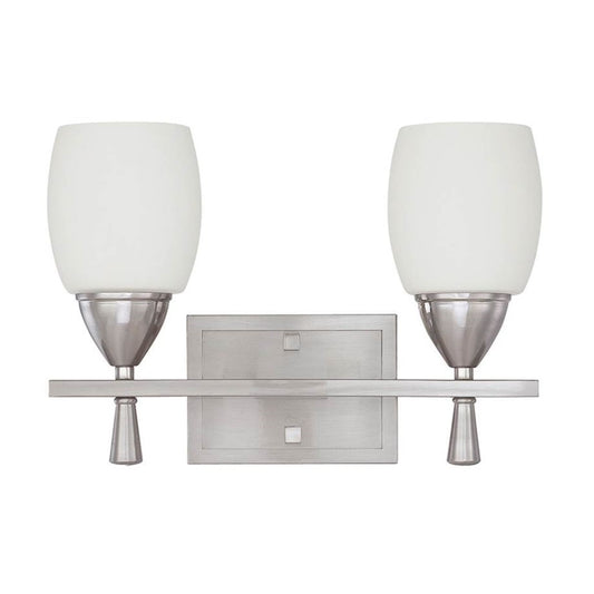 Sunset Lighting Sunset Lighting Bristol Two Light Vanity Wall Light Dimmable Bright Satin Nickel F2295-80-LED-JA8